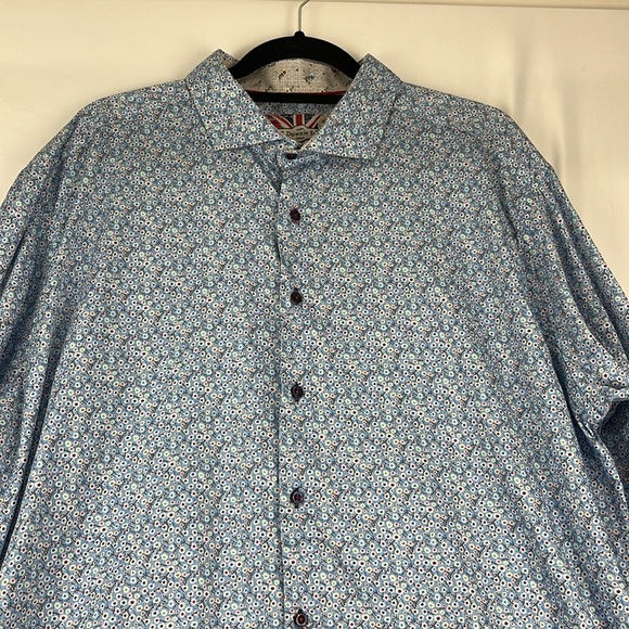 7 Downie Street Blue Multi-Coloured Floral/Dot Shirt - Picture 6 of 13